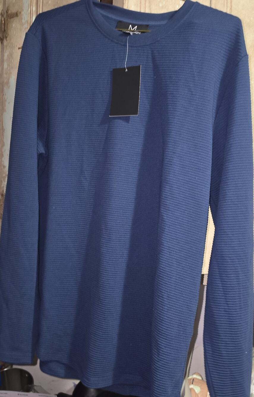 Magaschoni Medium Long Sleeve Blue Shirt NWT